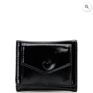 No Boundaries Black Patent Wallet with Heart Detail